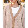 Zeagoo Women’s Cardigan 2025 Fall Winter Open Front Oversized Button V Neck Loose Soft Knit Sweater(Khaki Stripe)