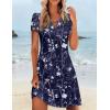Zeagoo Women’s Casual A-Line Dresses with Pockets Summer Floral Tshirt Dress Short Sleeve Mini Dress Flowy Sundresses(Blue Floral Printed-2)