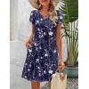 Zeagoo Women’s Casual A-Line Dresses with Pockets Summer Floral Tshirt Dress Short Sleeve Mini Dress Flowy Sundresses(Blue Floral Printed-2)