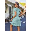 Zeagoo Women’s Casual A-Line Dresses with Pockets Summer Floral Tshirt Dress Short Sleeve Mini Dress Flowy Sundresses(Green Dot)