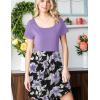 Zeagoo Womens Casual Dress Floral Patchwork Summer Dress Square Neck Short Sleeve A Line Flowy Swing Mini Dress with Pockets(Pat5)
