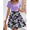 Zeagoo Womens Casual Dress Floral Patchwork Summer Dress Square Neck Short Sleeve A Line Flowy Swing Mini Dress with Pockets(Pat5)
