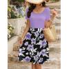 Zeagoo Womens Casual Dress Floral Patchwork Summer Dress Square Neck Short Sleeve A Line Flowy Swing Mini Dress with Pockets(Pat5)