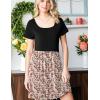 Zeagoo Womens Casual Dress Floral Patchwork Summer Dress Square Neck Short Sleeve A Line Flowy Swing Mini Dress with Pockets(Pat9)