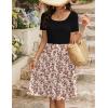 Zeagoo Womens Casual Dress Floral Patchwork Summer Dress Square Neck Short Sleeve A Line Flowy Swing Mini Dress with Pockets(Pat9)