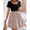 Zeagoo Womens Casual Dress Floral Patchwork Summer Dress Square Neck Short Sleeve A Line Flowy Swing Mini Dress with Pockets(Pat9)