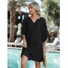 Zeagoo Womens Casual Summer Dress Boho Beach Dresses Tassel Tie Neck 2026 Floral Cover Up Spring 3/4 Sleeve Mini Sundress(Black)