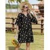 Zeagoo Womens Casual Summer Dress Boho Beach Dresses Tassel Tie Neck 2026 Floral Cover Up Spring 3/4 Sleeve Mini Sundress(Black Lines)