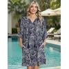 Zeagoo Womens Casual Summer Dress Boho Beach Dresses Tassel Tie Neck 2026 Floral Cover Up Spring 3/4 Sleeve Mini Sundress(Blue)