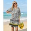 Zeagoo Womens Casual Summer Dress Boho Beach Dresses Tassel Tie Neck 2026 Floral Cover Up Spring 3/4 Sleeve Mini Sundress(Boho)