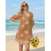 Zeagoo Womens Casual Summer Dress Boho Beach Dresses Tassel Tie Neck 2026 Floral Cover Up Spring 3/4 Sleeve Mini Sundress(Brown)