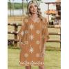 Zeagoo Womens Casual Summer Dress Boho Beach Dresses Tassel Tie Neck 2026 Floral Cover Up Spring 3/4 Sleeve Mini Sundress(Brown)