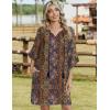 Zeagoo Womens Casual Summer Dress Boho Beach Dresses Tassel Tie Neck 2026 Floral Cover Up Spring 3/4 Sleeve Mini Sundress(Ethnic)