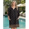 Zeagoo Womens Casual Summer Dress Boho Beach Dresses Tassel Tie Neck 2026 Floral Cover Up Spring 3/4 Sleeve Mini Sundress(Ethnic Black)