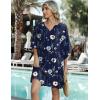 Zeagoo Womens Casual Summer Dress Boho Beach Dresses Tassel Tie Neck 2026 Floral Cover Up Spring 3/4 Sleeve Mini Sundress(Flower)