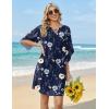 Zeagoo Womens Casual Summer Dress Boho Beach Dresses Tassel Tie Neck 2026 Floral Cover Up Spring 3/4 Sleeve Mini Sundress(Flower)