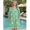 Zeagoo Womens Casual Summer Dress Boho Beach Dresses Tassel Tie Neck 2026 Floral Cover Up Spring 3/4 Sleeve Mini Sundress(Green and White)