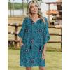 Zeagoo Womens Casual Summer Dress Boho Beach Dresses Tassel Tie Neck 2026 Floral Cover Up Spring 3/4 Sleeve Mini Sundress(Mandala)