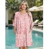 Zeagoo Womens Casual Summer Dress Boho Beach Dresses Tassel Tie Neck 2026 Floral Cover Up Spring 3/4 Sleeve Mini Sundress(Pink)