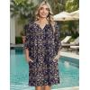 Zeagoo Womens Casual Summer Dress Boho Beach Dresses Tassel Tie Neck 2026 Floral Cover Up Spring 3/4 Sleeve Mini Sundress(Tibetan Khaki)