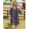 Zeagoo Womens Casual Summer Dress Boho Beach Dresses Tassel Tie Neck 2026 Floral Cover Up Spring 3/4 Sleeve Mini Sundress(Tibetan Khaki)