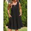 Zeagoo Womens Casual Summer Dresses 2025 Boho Sleeveless Sundresses with Pockets Pleated Beach Floral T Shirt Dresses(Black)