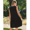 Zeagoo Womens Casual Summer Dresses 2025 Boho Sleeveless Sundresses with Pockets Pleated Beach Floral T Shirt Dresses(Black)