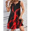 Zeagoo Womens Casual Summer Dresses 2025 Boho Sleeveless Sundresses with Pockets Pleated Beach Floral T Shirt Dresses(Black Red-printed)
