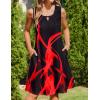 Zeagoo Womens Casual Summer Dresses 2025 Boho Sleeveless Sundresses with Pockets Pleated Beach Floral T Shirt Dresses(Black Red-printed)
