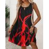 Zeagoo Womens Casual Summer Dresses 2025 Boho Sleeveless Sundresses with Pockets Pleated Beach Floral T Shirt Dresses(Black Red-printed)