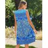 Zeagoo Womens Casual Summer Dresses 2025 Boho Sleeveless Sundresses with Pockets Pleated Beach Floral T Shirt Dresses(Blue-floral Printed)