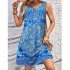 Zeagoo Womens Casual Summer Dresses 2025 Boho Sleeveless Sundresses with Pockets Pleated Beach Floral T Shirt Dresses(Blue-floral Printed)
