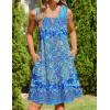 Zeagoo Womens Casual Summer Dresses 2025 Boho Sleeveless Sundresses with Pockets Pleated Beach Floral T Shirt Dresses(Blue-floral Printed)