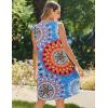 Zeagoo Womens Casual Summer Dresses 2025 Boho Sleeveless Sundresses with Pockets Pleated Beach Floral T Shirt Dresses(Blue-printed-01)