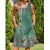 Zeagoo Womens Casual Summer Dresses 2025 Boho Sleeveless Sundresses with Pockets Pleated Beach Floral T Shirt Dresses(Green-printed)