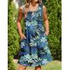 Zeagoo Womens Casual Summer Dresses 2025 Boho Sleeveless Sundresses with Pockets Pleated Beach Floral T Shirt Dresses(Leaf-printed)