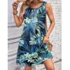 Zeagoo Womens Casual Summer Dresses 2025 Boho Sleeveless Sundresses with Pockets Pleated Beach Floral T Shirt Dresses(Leaf-printed)