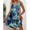 Zeagoo Womens Casual Summer Dresses 2025 Boho Sleeveless Sundresses with Pockets Pleated Beach Floral T Shirt Dresses(Leaf-printed)
