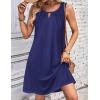 Zeagoo Womens Casual Summer Dresses 2025 Boho Sleeveless Sundresses with Pockets Pleated Beach Floral T Shirt Dresses(Navy Blue)