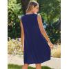 Zeagoo Womens Casual Summer Dresses 2025 Boho Sleeveless Sundresses with Pockets Pleated Beach Floral T Shirt Dresses(Navy Blue)