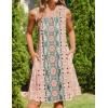 Zeagoo Womens Casual Summer Dresses 2025 Boho Sleeveless Sundresses with Pockets Pleated Beach Floral T Shirt Dresses(Pink-printed)