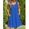 Zeagoo Womens Casual Summer Dresses 2025 Boho Sleeveless Sundresses with Pockets Pleated Beach Floral T Shirt Dresses(Sky Blue)