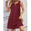 Zeagoo Womens Casual Summer Dresses 2025 Boho Sleeveless Sundresses with Pockets Pleated Beach Floral T Shirt Dresses(Wine Red)