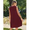 Zeagoo Womens Casual Summer Dresses 2025 Boho Sleeveless Sundresses with Pockets Pleated Beach Floral T Shirt Dresses(Wine Red)
