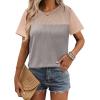 Zeagoo Womens Casual Summer Tops Short Sleeve T Shirts Crewneck Basic Tees Blouses Color Block Tunic Tops(B-gray)
