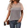 Zeagoo Womens Casual Summer Tops Short Sleeve T Shirts Crewneck Basic Tees Blouses Color Block Tunic Tops(B-gray)