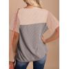 Zeagoo Womens Casual Summer Tops Short Sleeve T Shirts Crewneck Basic Tees Blouses Color Block Tunic Tops(B-gray)