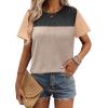 Zeagoo Womens Casual Summer Tops Short Sleeve T Shirts Crewneck Basic Tees Blouses Color Block Tunic Tops(Black-b)