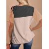 Zeagoo Womens Casual Summer Tops Short Sleeve T Shirts Crewneck Basic Tees Blouses Color Block Tunic Tops(Black-b)