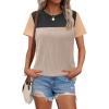 Zeagoo Womens Casual Summer Tops Short Sleeve T Shirts Crewneck Basic Tees Blouses Color Block Tunic Tops(Black-b)
